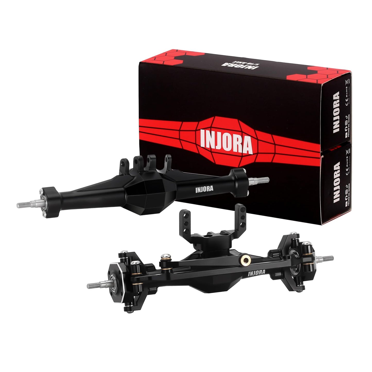 INJORA +4mm Diamond Axles with Lay Down Servo Mount & Links for 1/18 TRX4M(Black)