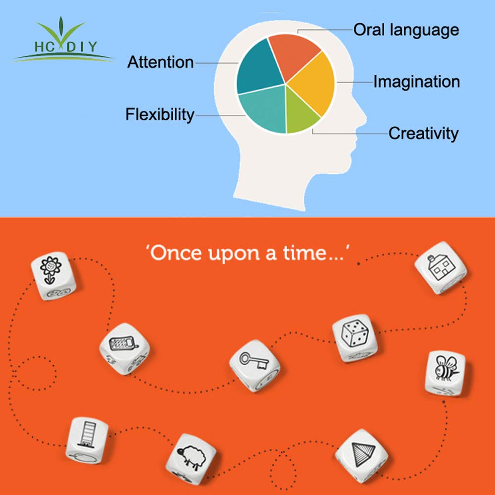 Hcdim Diy Happy Story Dice 9 Cubes Toys 54 Images Unlimited Stories Combinations Iconic Storytelling Game Imaginative Play For Kids