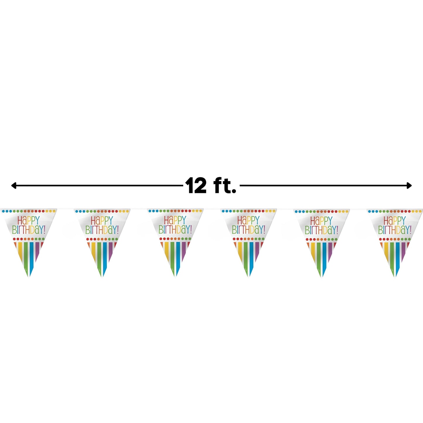 Rainbow Birthday Party Flag Banner - 12 Ft, 1 Pc