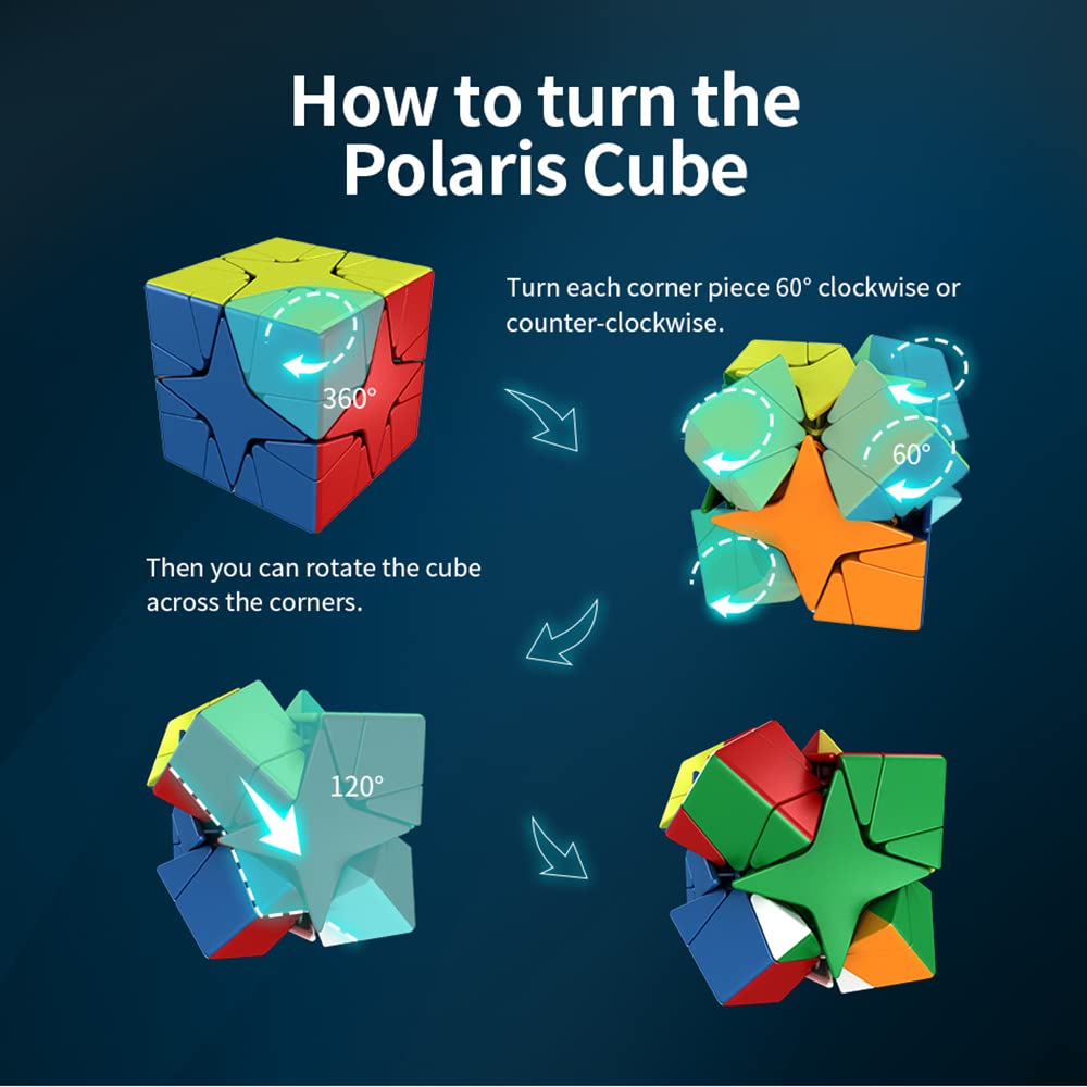 BroMoCube 3x3 MoYu MeiLong Polaris Speed Cube - Stickerless Plastic Magic Puzzle Cube, Antistress Game Toy, Model UKS887