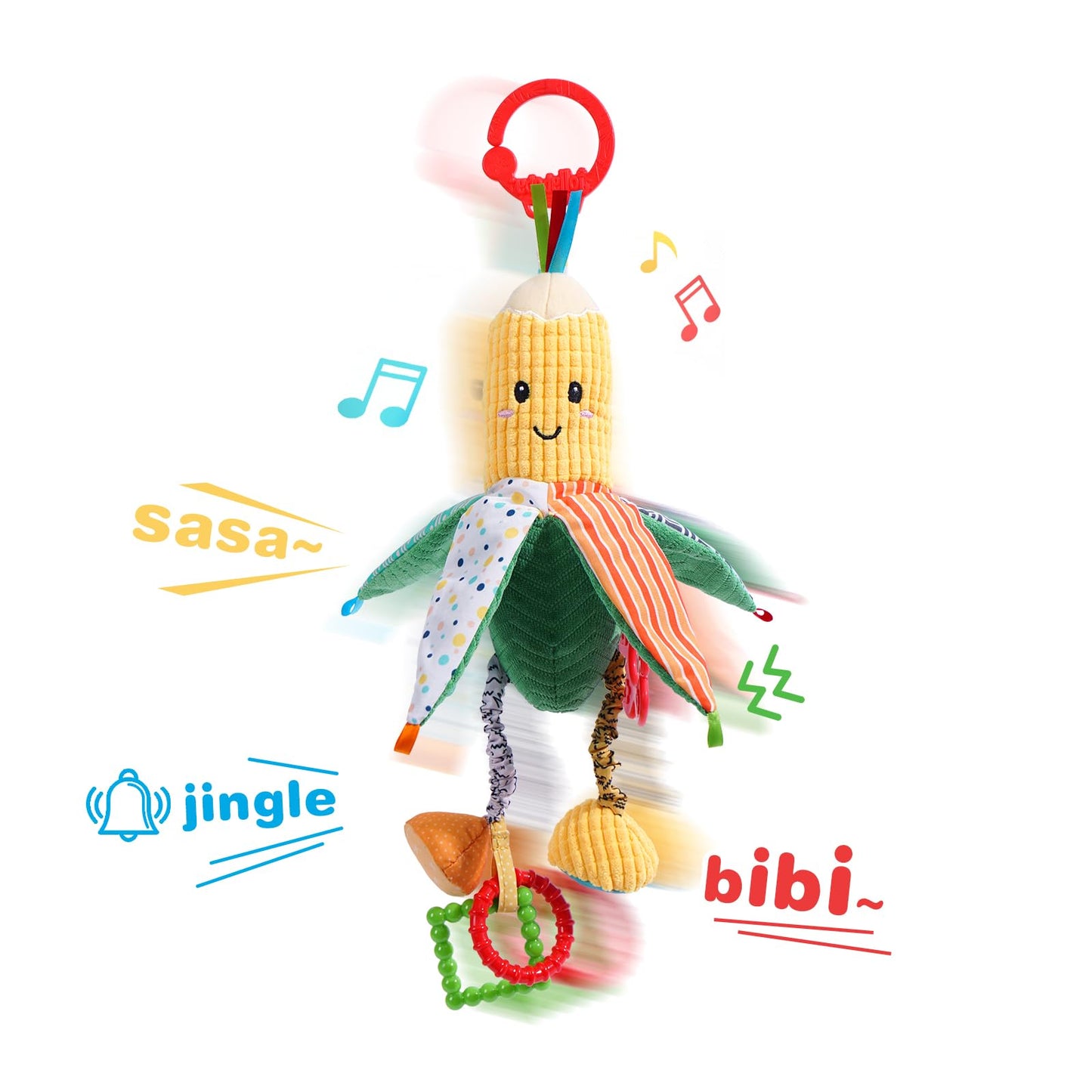 Jollybaby Baby Rattles Hanging Toys For Car Seat Crib Stroller Gym, Montessori Sensory Plush Vegetable Toys For Baby 0-3-6-12 Months With Ring Bell Crinkle And Teether, Newborn