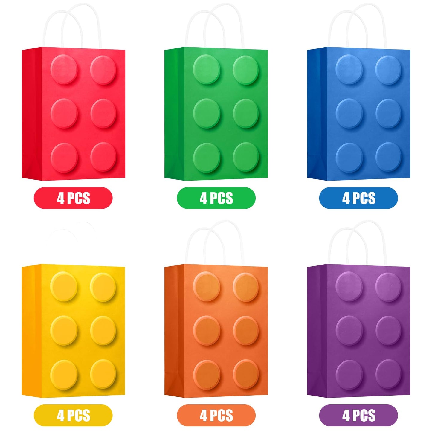 Yotnus ???? ?????? Building Block Party-Favor-Gift-Bags, Small Gift Bags With Handles, For Building Block Birthday Party Baby Sh