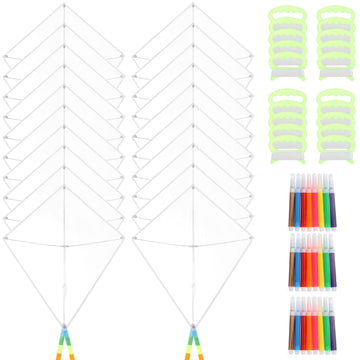 DIY Blank Kites 20 Packs, Bulk Kites DIY Kit for Kids DIY Decorating Coloring, Diamond Shaped Blank Making Craft Kit for Kids Ag