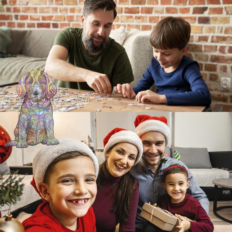 Wentufin - 150 Pieces Wooden Jigsaw Puzzles For Adults Large Size Wood Cut Puzzles Dog Wooden Jigsaw Puzzles Gift For Christmas,