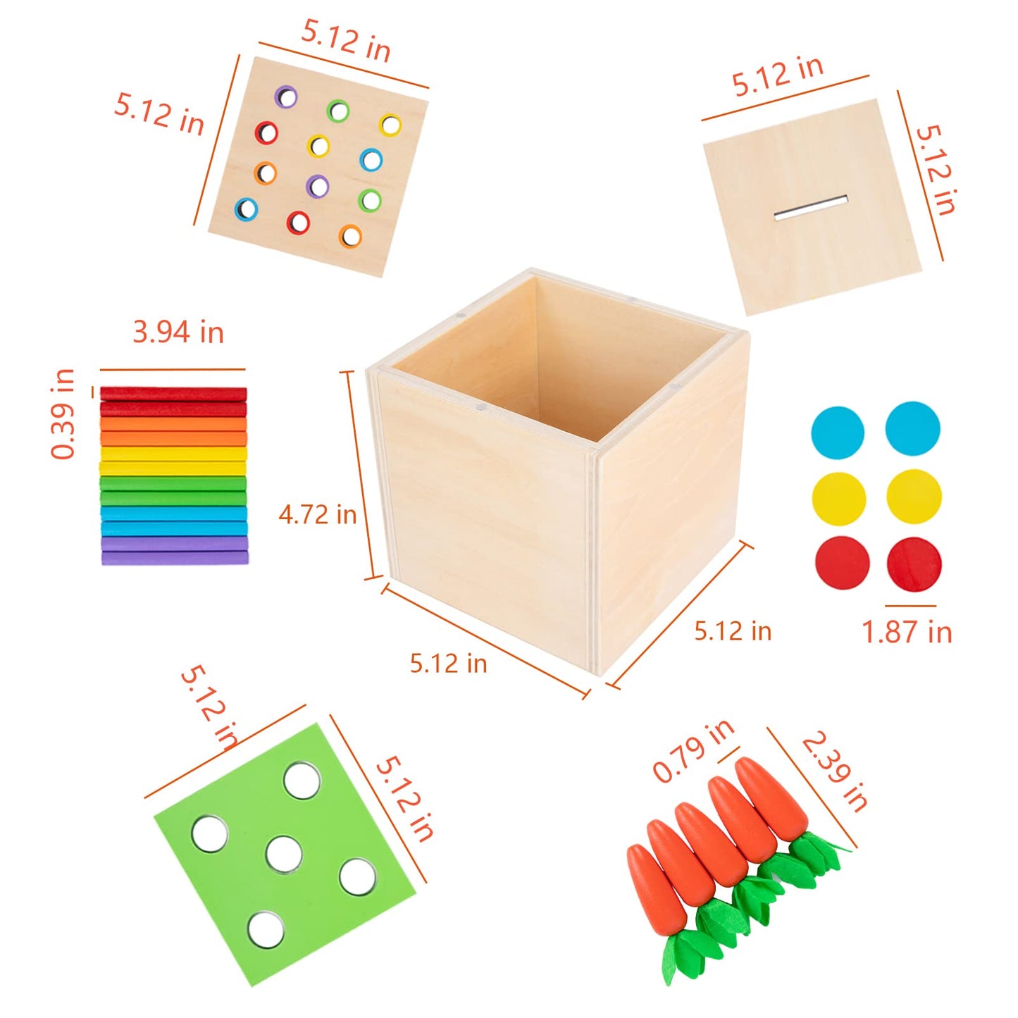 Wooden Montessori Toys For 1 2 3 Year Old Baby Gifts,Play Kit Box Includes Carrot Harvest Games, Montessori Coin Box For 6-12 Months And Fine Motor Skills Toys For 1 Year Old (3-In-1)