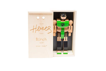 Once Kids Playhard Hero Action Figures – Birch Wood Baby Toys For Imaginative Play – Sturdy & Durable Hero Toy For Kids With Solid Wood Storage Box