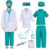 Aoiviss Doctor Costume for Kids Scrubs Pretend Play Kit with Doctor Lab Coat and Stethoscope Halloween Doctor Dress up for Boys Girls Green
