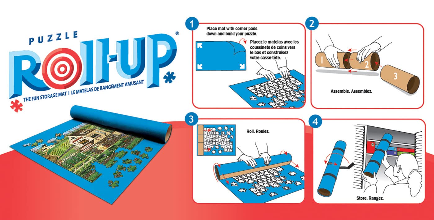 Masterpieces Accessories - Jigsaw Puzzle Roll-Up Mat & Stow Box, Standard 36''X30'', Fits 1000 Pieces