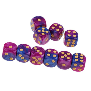 Yiotfandoll 10PCS Polyhedral Dice D6 Dice 16mm Acrylic Dice Game Dice for RPG MTG DND Dice Table Games (Purple Blue)