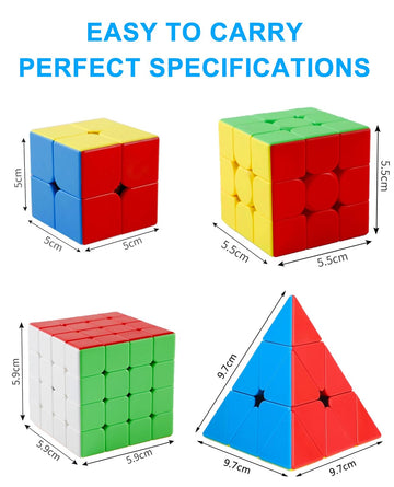 CFMOUR Speed Cube Set - Moyu Meilong 2x2, 3x3, 4x4 | Stickerless ABS Magic Cubes for Kids & Adults | Brain Teaser