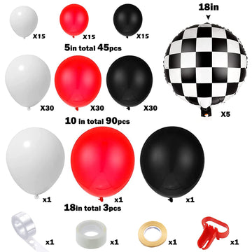 148 Piece Race Car Arch Garland Kit,Balloon Archurtobbirthday Party Decorations,Balloons Racing Cars Kit Inflatable Arch For Parties,5,10,18 Inch