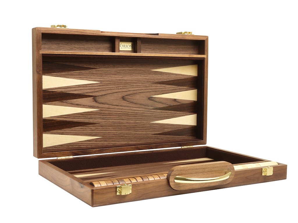 15 In. Wood Backgammon Set - Burlwood Board