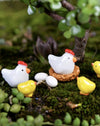 Mini Resin Tiny Hen Chick and Eggs, Dollhouse Miniature Tiny Hen Chick and Eggs, Terrarium Fairy Garden Dolls Toy, Mini Micro La