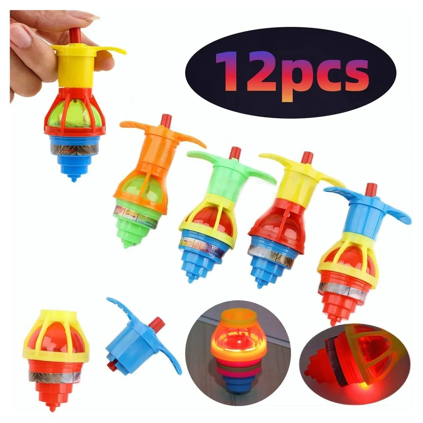 12Pcs Light Up Spinning Tops For Spin With Flashing Led Lights, Gyroscope Novelty Bulk Stocking Stuffers For Birthday Party Favors Games Presents