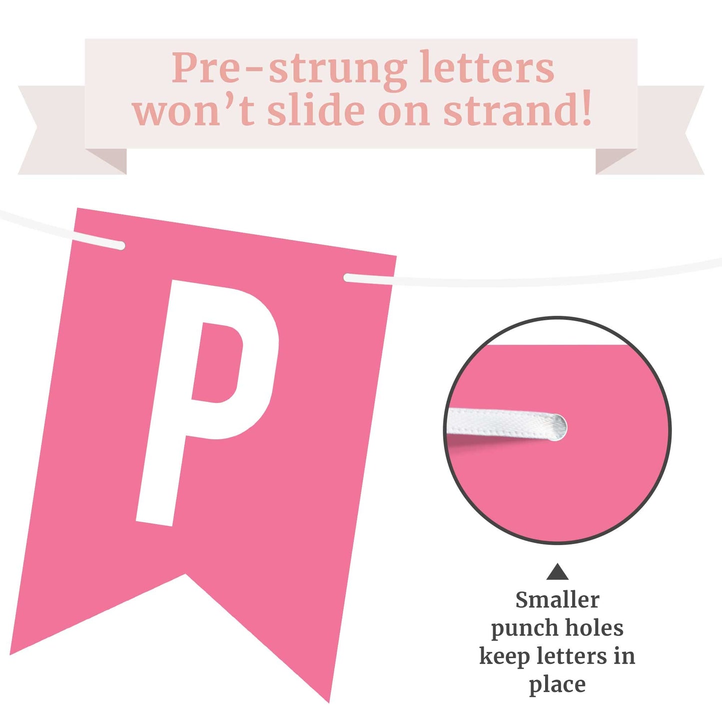 Pre-Strung Happy Birthday Banner - No Diy - Pink Birthday Party Banner - Pre-Strung Garland On 6 Ft Strands - Pink Multi Color B