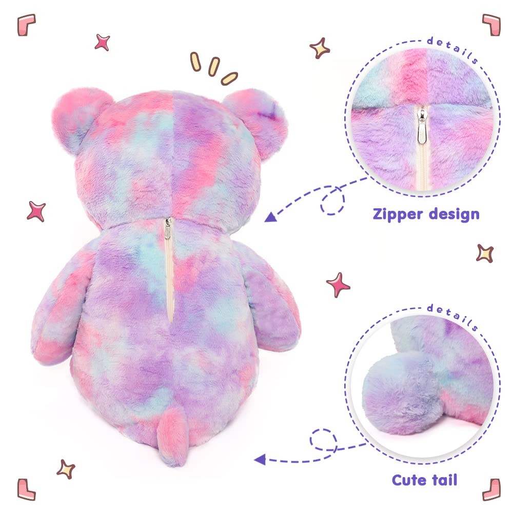 Tezituor 40In Giant Teddy Bear,Big Stuffed Animal Plush,Rainbow Purple Soft Gifts For Baby Shower,Valentine, Christmas, Birthday.