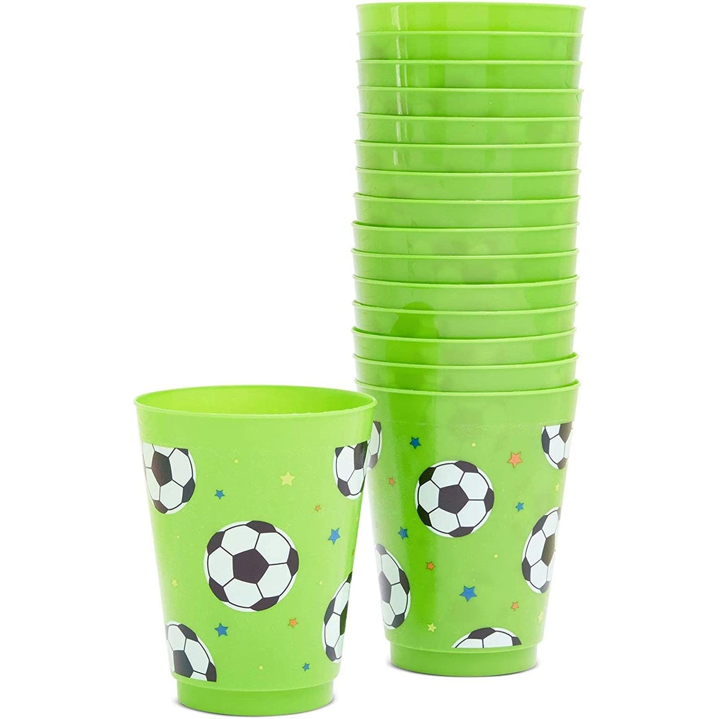 Blue Panda Soccer Reusable Plastic Party Cups – Pack Of 16 – Green
