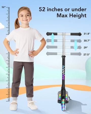 Anhao Electric Scooter For Kids Ages 6-12 (Mainly 6-10),Electric Scooter With Adjustable Height, Flash Wheel, Suitable For Weigh