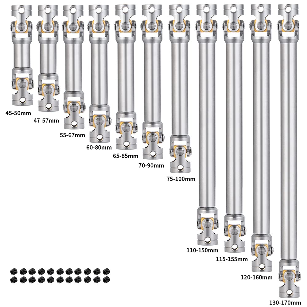 RC-Hub 1Pcs RC Driveshafts Metal Drive Shaft 45-50/47-57/55-67/60-80mm for 1:14 Tamiya Trailer Tractor Truck RC Crawler Car (110