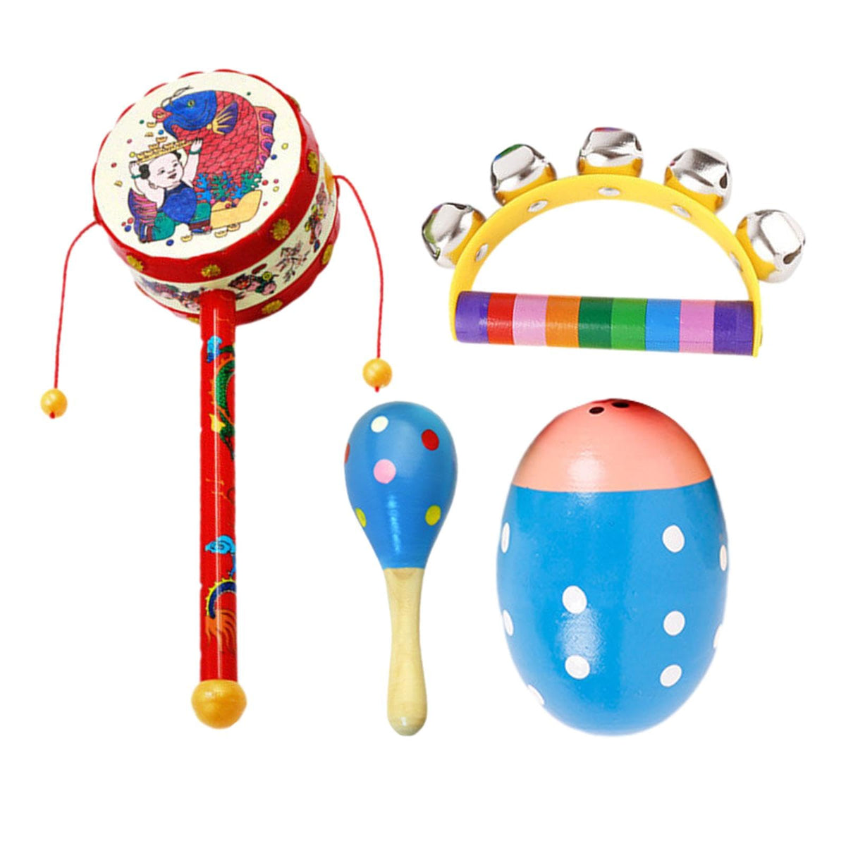 Atorse 4 Pieces Wooden Percussion Musical Instrument Playset For Newborn Baby Party Style A|Baby | Toys For Baby | Rattles