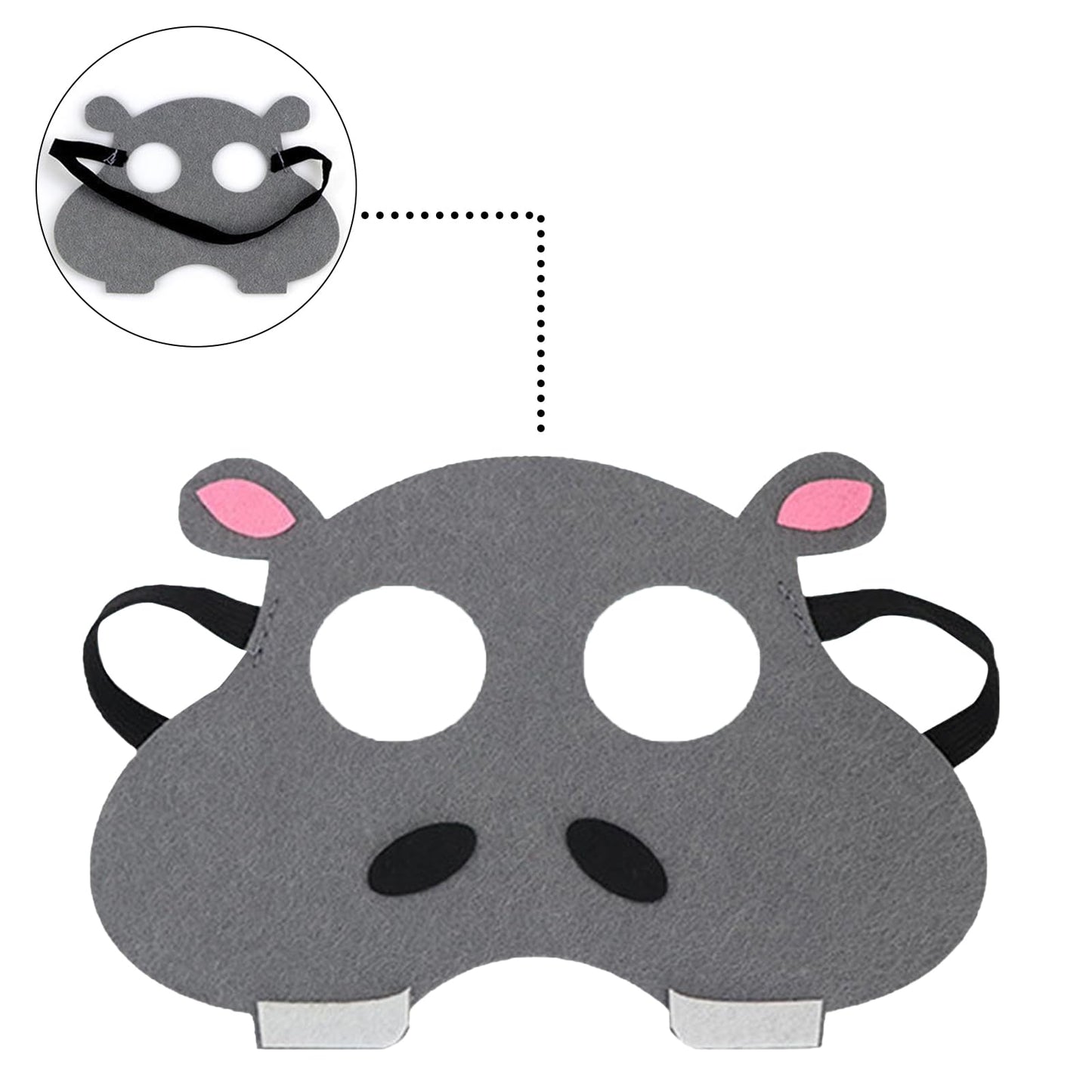Jtnohx Felt Animal Masks, 10 Pcs Halloween Mask, Animal Costume for Birthday Party Supplies (hippo Mask)