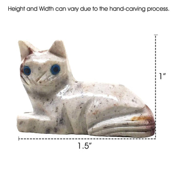 Nelson Creations, Llc 1.5 Inch Cat Laying Natural Soapstone Hand-Carved Animal Charm Totem Stone Carving Figurine