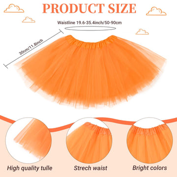 Jchrmers 6Pcs Book Day Orange Cat Costume Set Outfit Including Cat Ears Headband Orange Black Striped Shirt Tutu Skirt Eye Mask