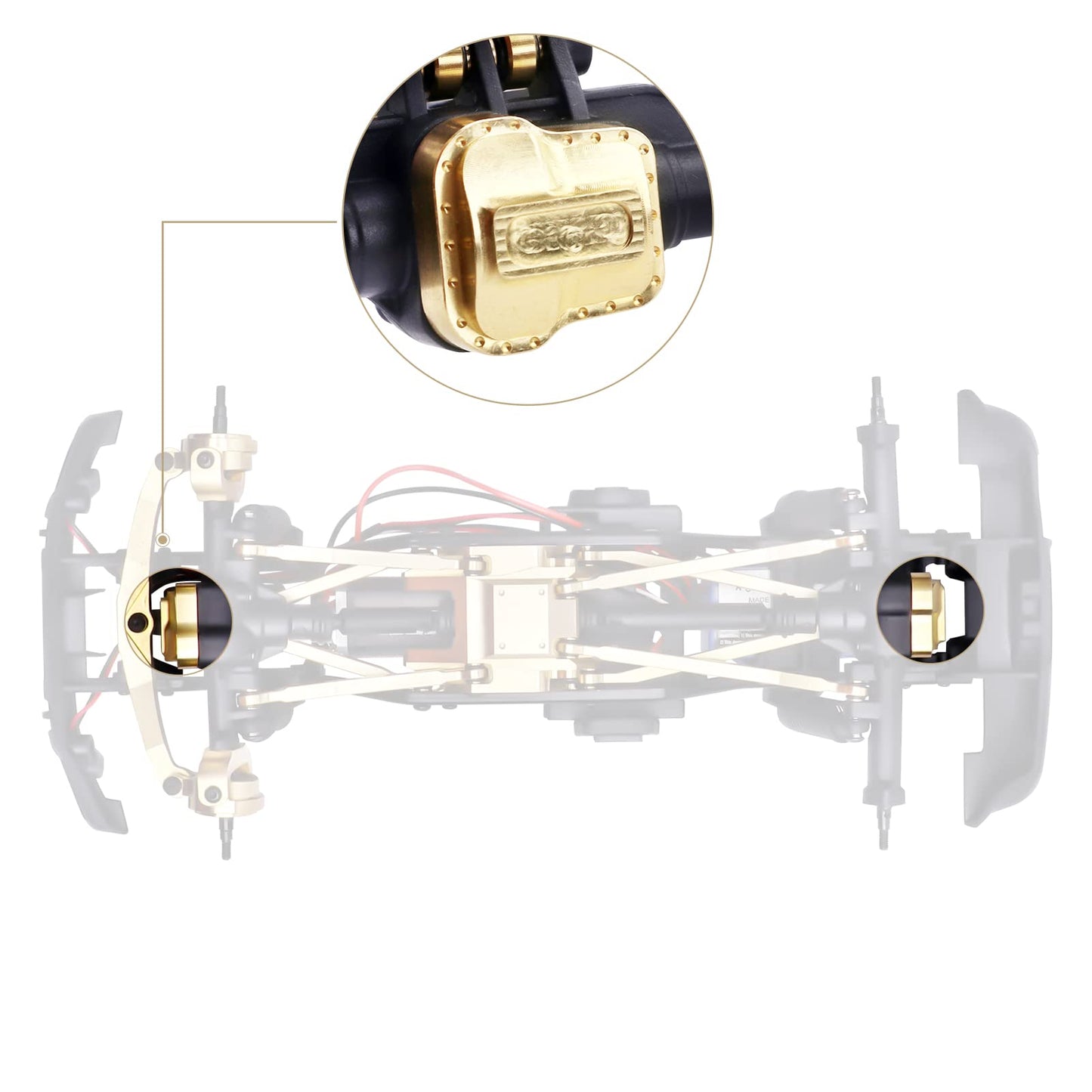 CrazyHobby Brass Caster Blocks & Steering Blocks & Diff Covers Heavy Duty for TRX4M TRX4MT 1/18 RC Crawler Car Upgrade Parts (Go