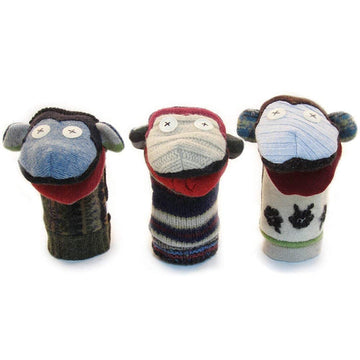 Cate & Levi - Hand Puppet - enhanced Reclaimed Wool - Handmade in Canada - Machine Washable (Monkey)