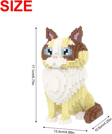 Larcele Cat Micro Building Blocks Animal Set, Diy Mini 3D Building Toy Bricks Kit,1160 Pieces Kljm-05 (Ragdoll)