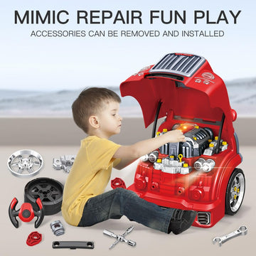 Interactive Truck Engine Toy with Removable Parts - Lights, Sounds, and Fun for Young Mechanics -Unleash their Creativity and Mo