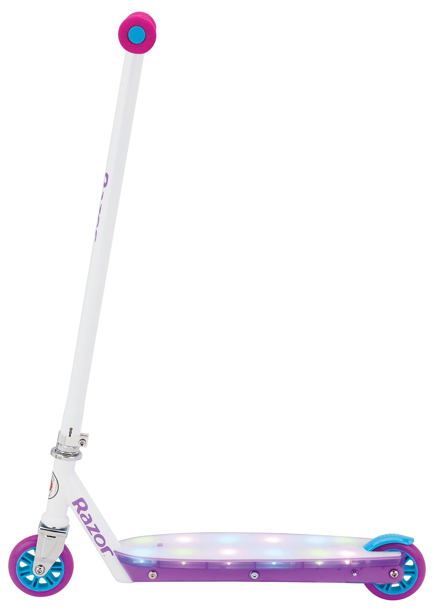 Razor Party Pop Kick Scooter For Kids Ages 6+ - 12 Multi-Color Led Lights, Urethane Wheels, Rear Fender Brake, For Riders Up To 143