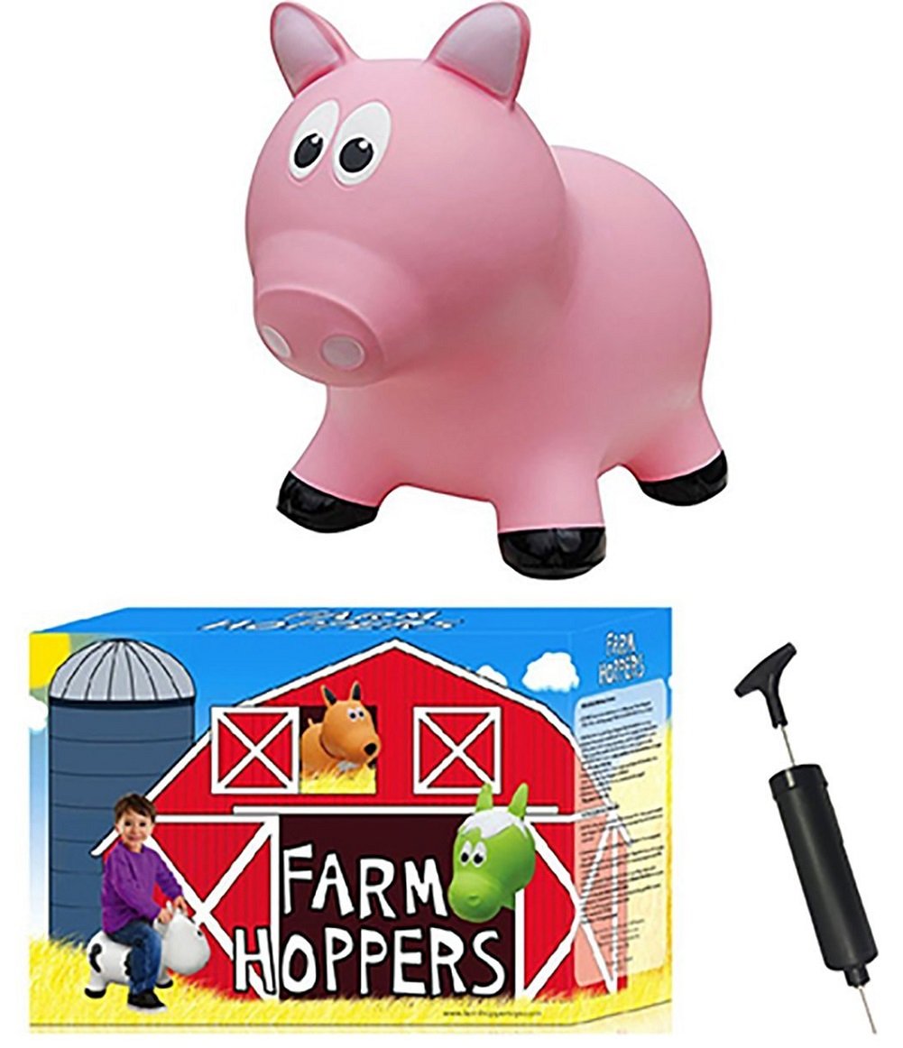 Farm Hoppers Bouncing Inflatable Animals - Award Winning Ride On Bouncy Pig Animal Jumper Toy For Children, Bpa, Latex Free Plastic, Easy Use Hand Pump