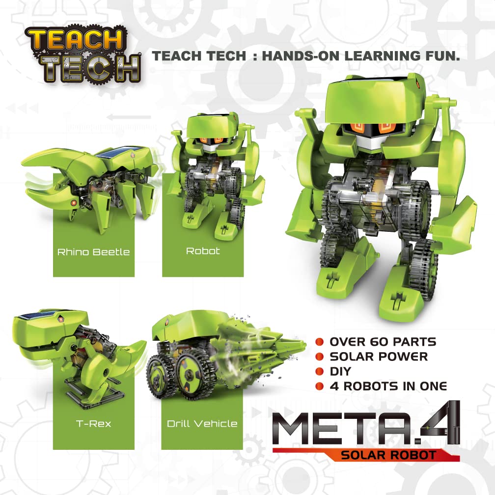 Elenco Teach Tech Meta.4 Solar Robot, 60 Pieces, Lime Green (Ee-Ttg617)
