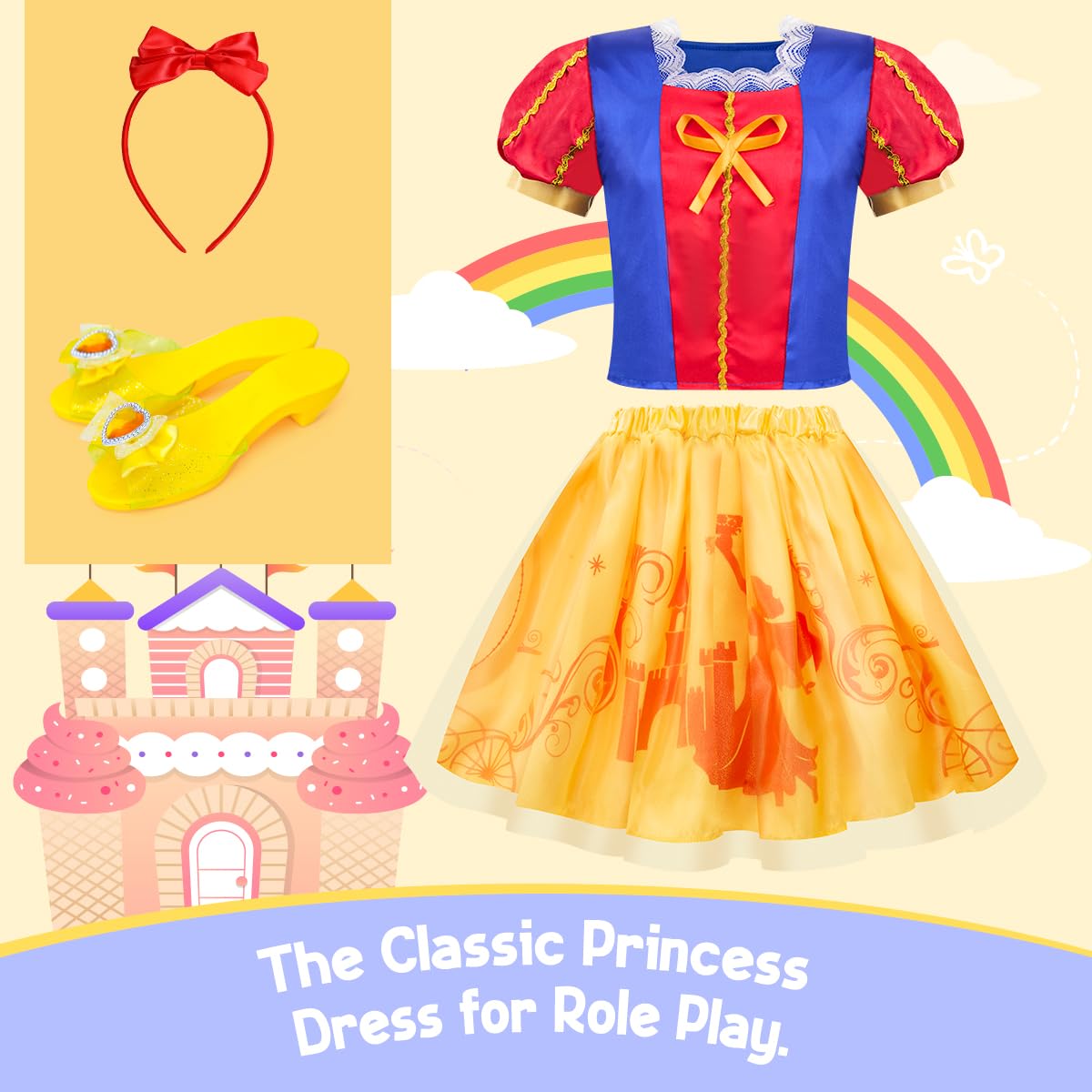 Meland Princess Dress Up - Dress Up Clothes For Girls With Princess Toys, Christmas Birthday Gift For Girls Age 3-8 Year Old