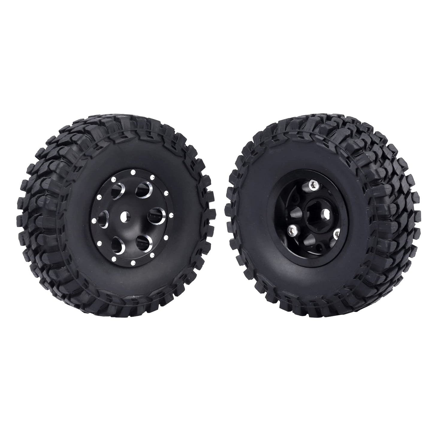 Hobbypark 1.0 Beadlock Wheels and Tires 4Pcs Metal Micro Crawler Tires with Extended Wheel Spacers Offsets for 1/24 RC Crawler C