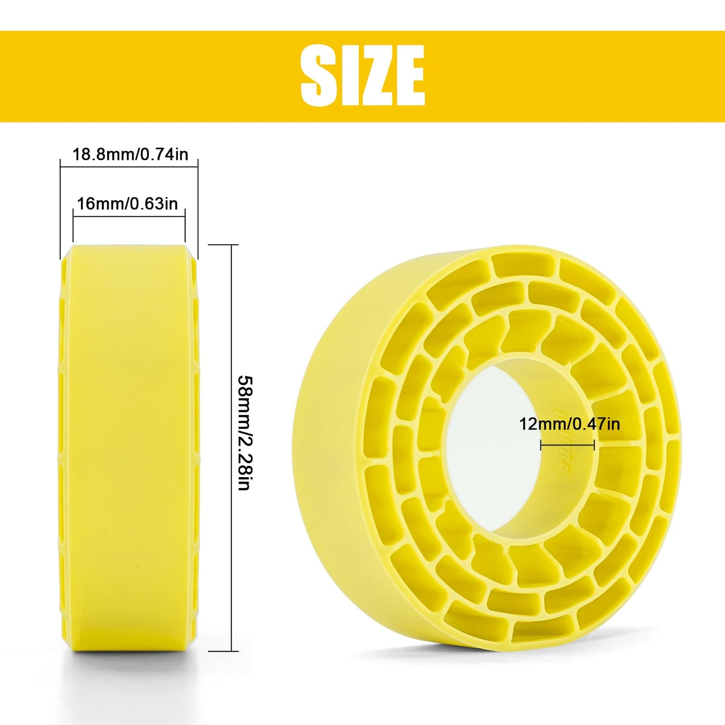 INJORA Silicone Rubber Inserts for 62-64mm*24mm 1.0'' Tires(Large Yellow)