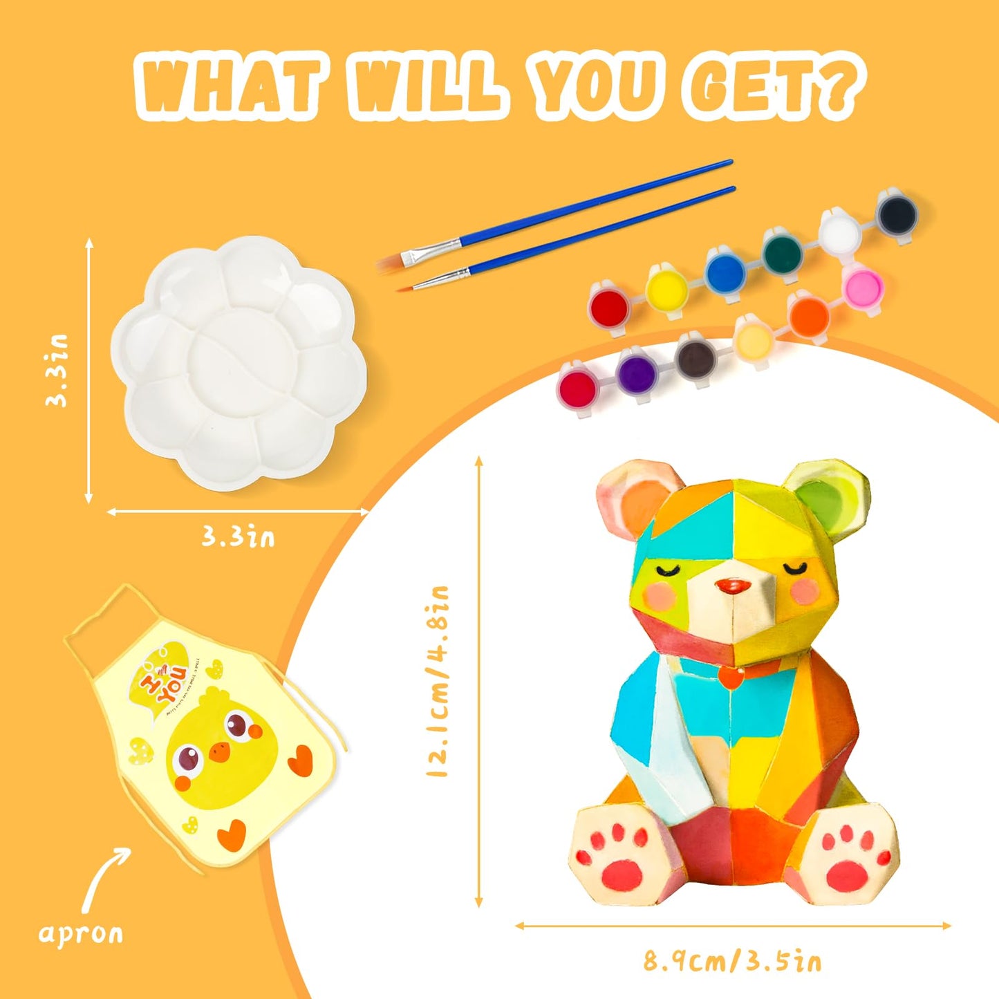 Loungelore Paint Your Own Bear Lamp Kit, Art Supplies Arts and Crafts for Kids Ages 8-12, DIY 3D Bear Night-Light, Creativity Pa