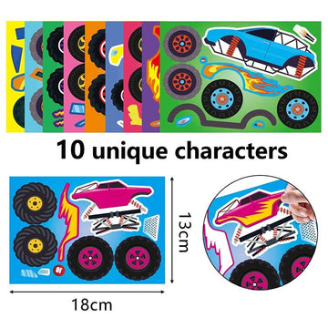 20 Pcs Monster Truck Make Your Own Stickers With 10 Designs Truck Party Favors For Monster Truck-Themed Birthday Party Decoratio