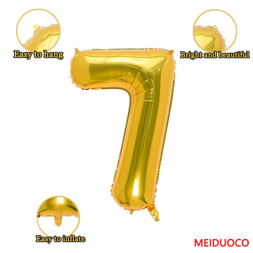 32 Inch Gold Number 7 Balloons Foil Ballon Digital Birthday Party Decoration Supplies (Gold Number 7 Balloon)