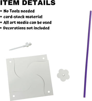 4Es Novelty DIY Pinwheels Craft for Kids (48 Pack) Color Your Own White Pinwheels, Bulk Summer Spring Craft Kit for Boys & Girl