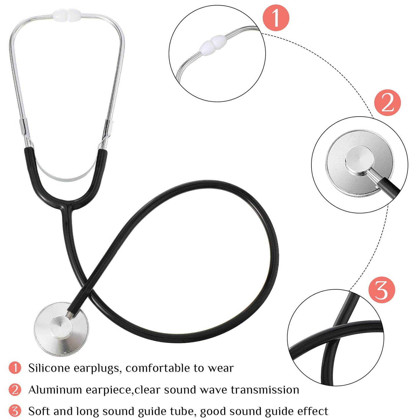 Vinsot 4 Pieces Kids Stethoscope, Stethoscope Toy Working Stethoscope for Kids Role Play Nursing Stethoscope Costume Cute Doctor