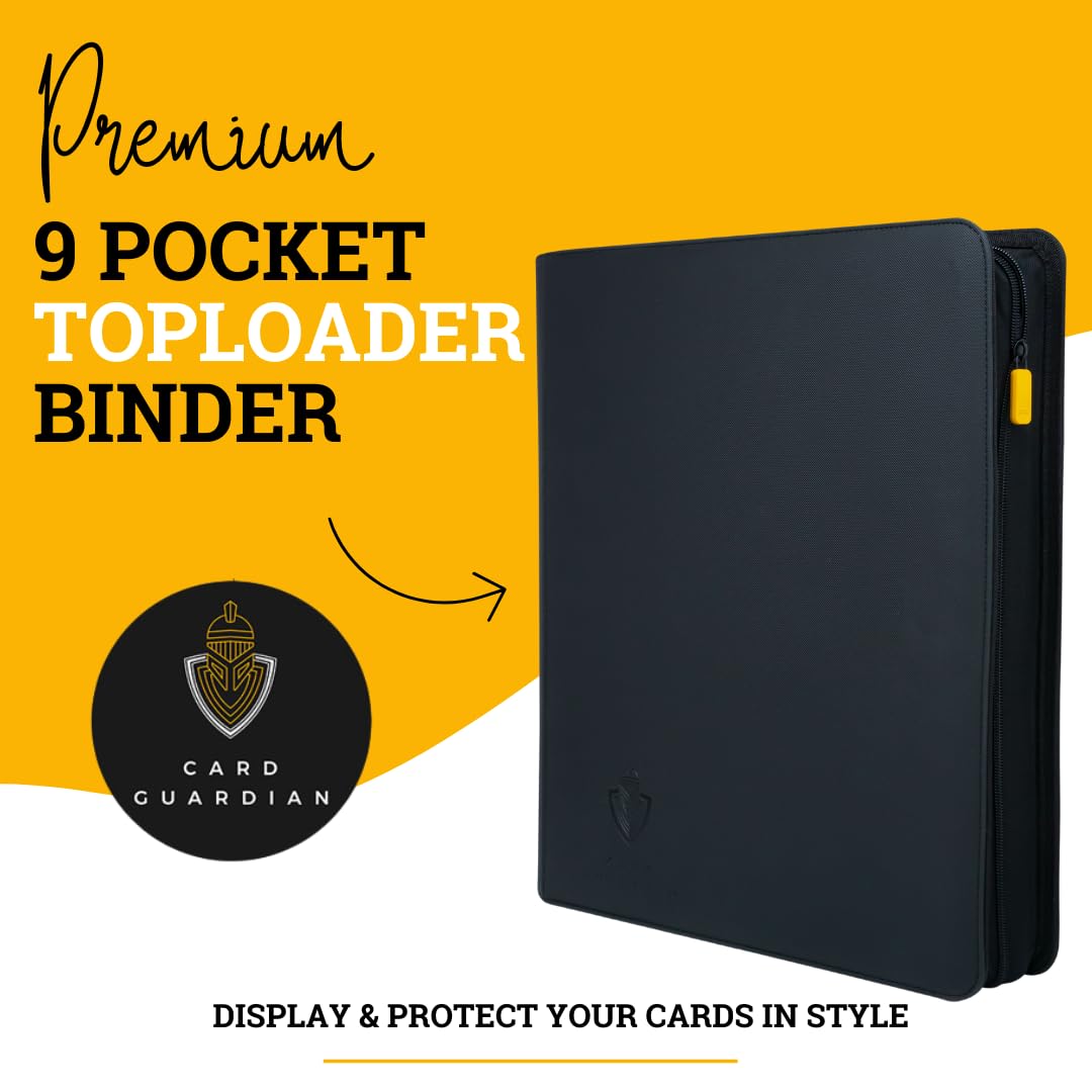 Card Guardian - Toploader 9 Pocket Premium Binder With Zipper For 360 Cards - Side Loaded Pockets - Compatible With Sports And T