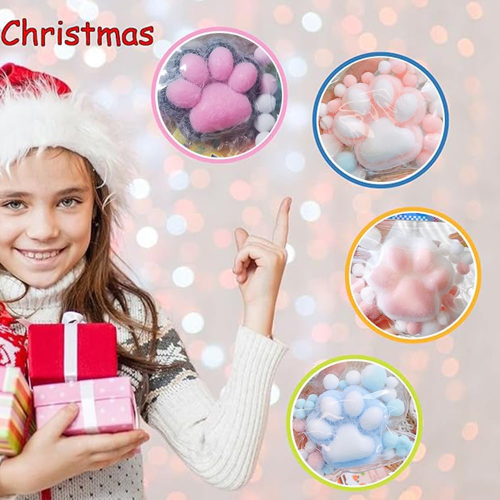 Big Taba Squishy Fidget Toys 6 Inch Cat Paw Squishy Toys Cute Soft Stress Relief Quite Squishies Squeeze Sensory Toys Gifts for Children mature-themed Christmas Party Favor Gift (Pink)