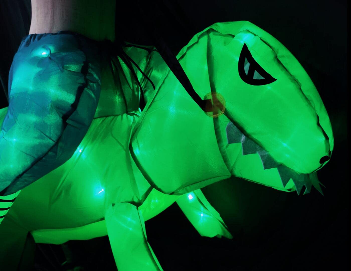 Bddedd Kids Inflatable Costume, Dinosaur Rider,Blow Up T-Rex Costumes With Led Light For Cosplay Halloween Christmas Party (Gree