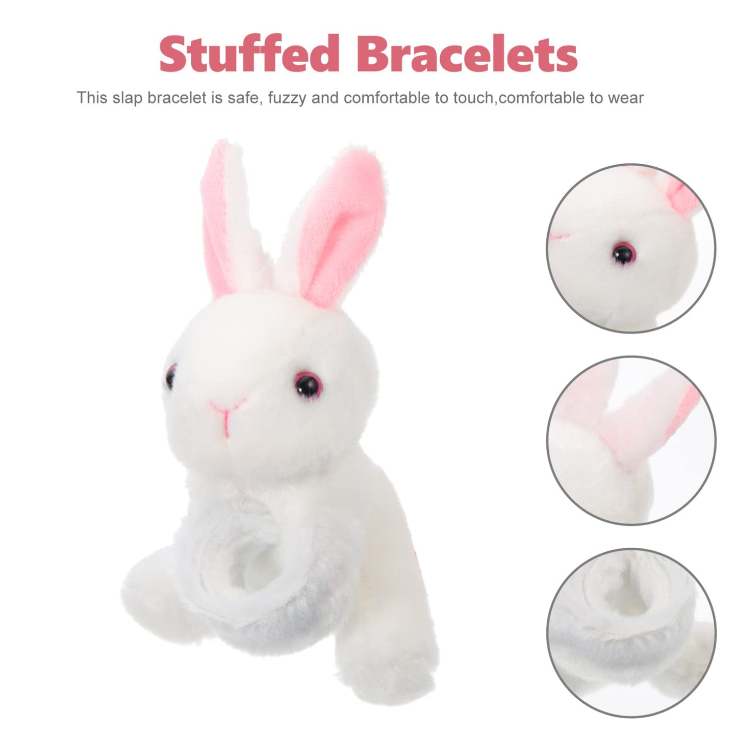 Kisangel 1Pc Slap Bracelets Huggables Plush Animals Slap Band Wrist Huggers Animals For Birthday Party Supply(Rabbit)