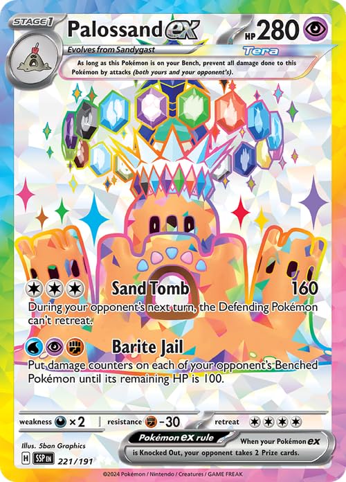 Pokemon - Palossand ex 221/191 - Surging Sparks - Full Art Ultra Rare - Foil Card