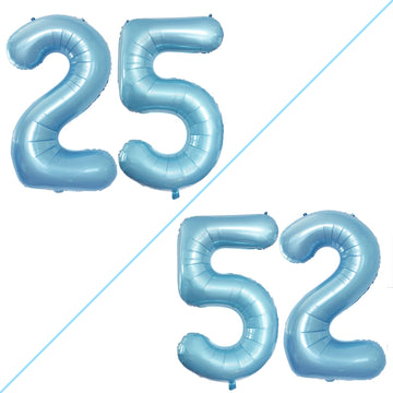 Goer Number 25 Balloons For 25Th Birthday Party Decorations,42 Inch Jumbo Foil Helium 52 Balloons For 52Nd Birthday Party Decoration (Light Blue)