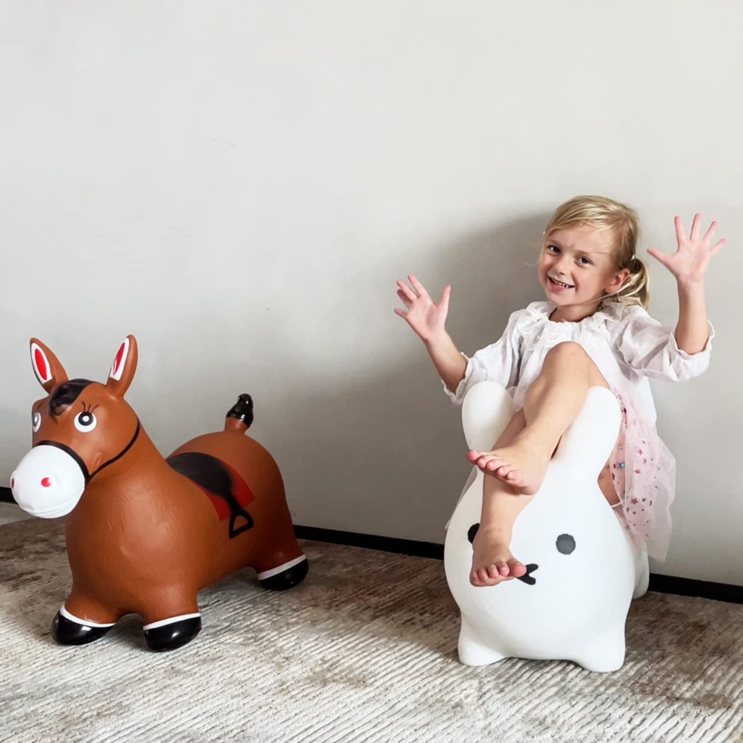 HotMax Inflatable Bouncy Horse, Rubber Jumping Toy for Kids, White Rabbit, Model TTM021-01