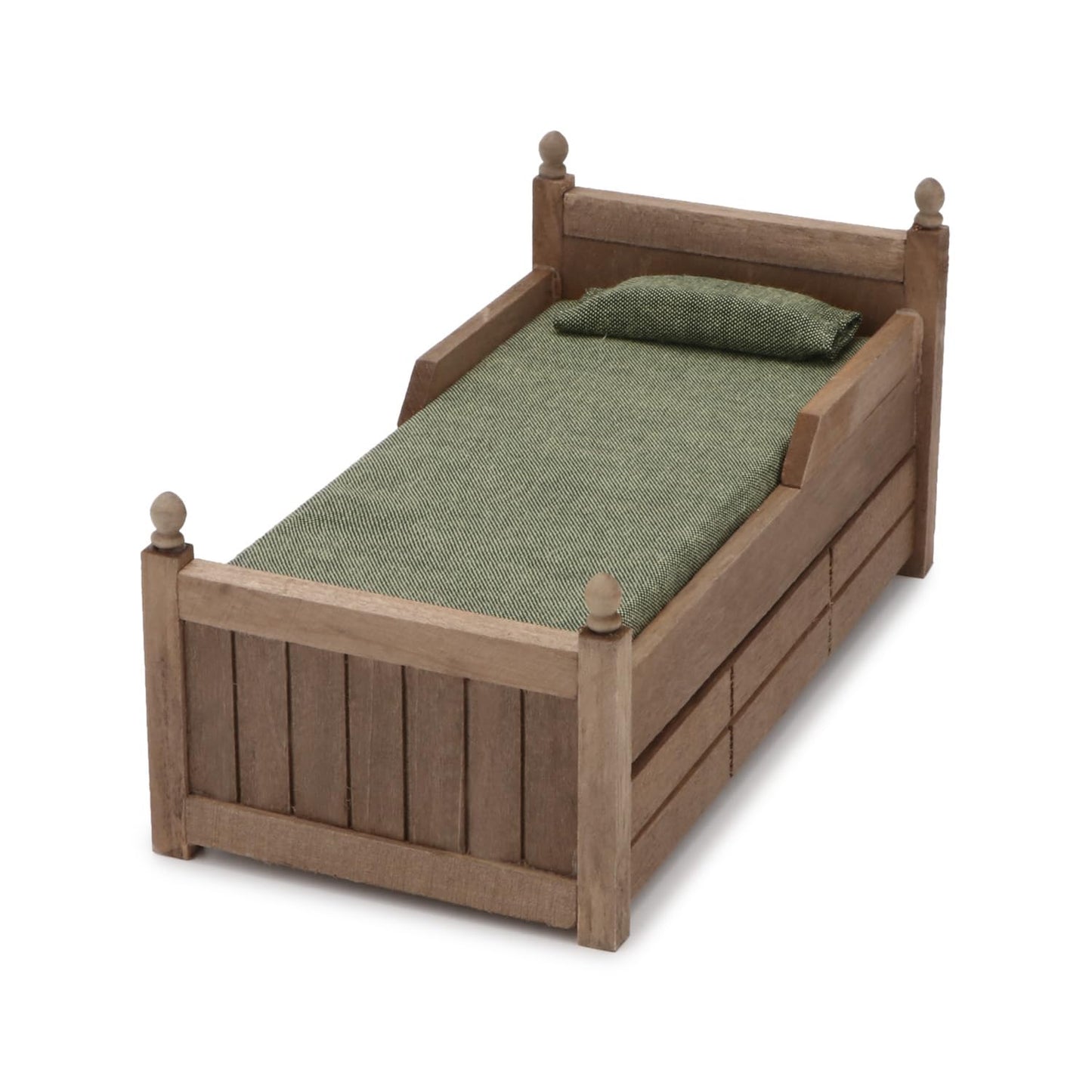 Dollhouse Miniature Bed With Drawer 1:12 Wooden Furniture European Bedroom Bedding Furniture Accessories With Pillow & Mattresse